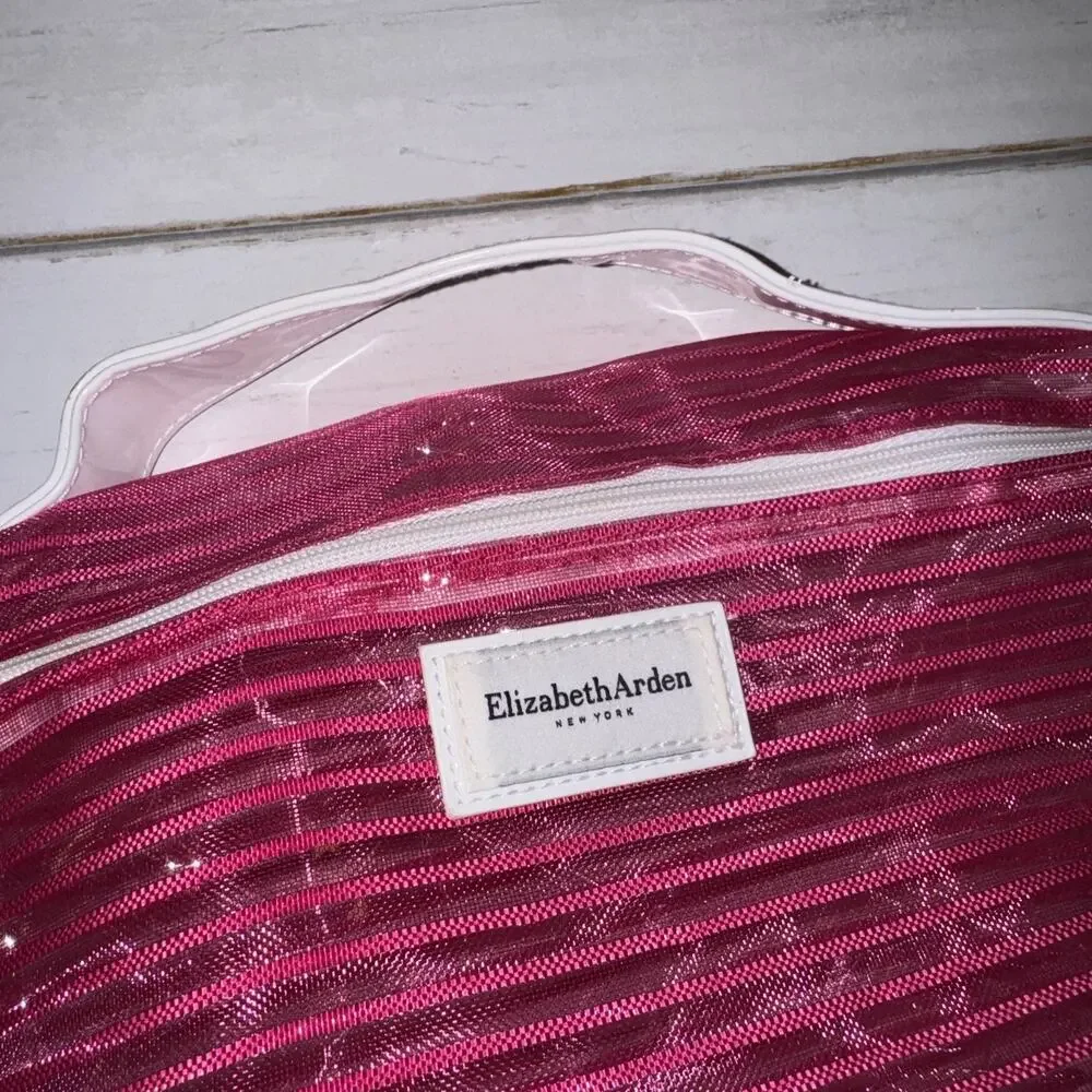 Elizabeth Arden New York - Pink & White Striped Cosmetic Bag